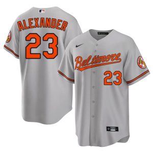 Blaze Alexander Orange Birds #23 Mens Replica Gray Jerseys 108498-134