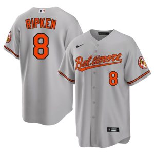 Cal Ripken Jr. Birds Men #8 Replica Gray Jerseys 490142-118