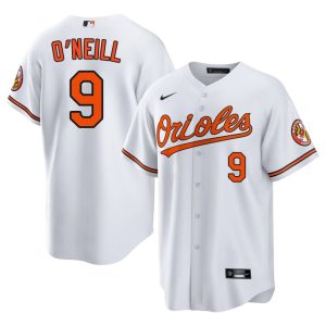 Tyler O'Neill Orange Birds Mens #9 Embroidery White Jerseys 342807-865