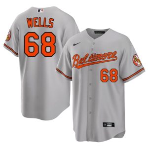 Tyler Wells BAL O's #68 Men's MLB Gray Jerseys 927194-188