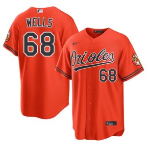 Tyler Wells Baltimore Stitched Men #68 Orange Jerseys 672398-486