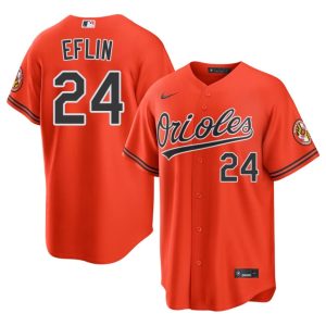 Zach Eflin BAL O's Men's #24 Replica Orange Jerseys 530638-934