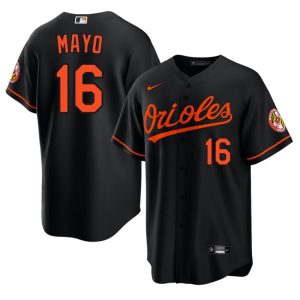 Coby Mayo BAL Orioles Mens Official #16 Black Jerseys 445054-278