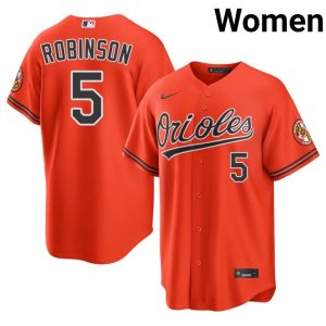 Brooks Robinson BAL O's #5 Embroidery Women Orange Jerseys 686034-511