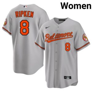 Cal Ripken Jr. BAL O's #8 Womens Limited Gray Jerseys 944230-347