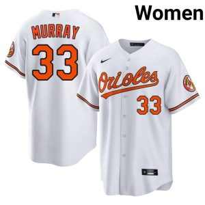Eddie Murray Baltimore O's Women Player #33 White Jersey 358321-321