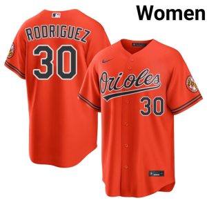 Grayson Rodriguez Baltimore O's Embroidery Womens #30 Orange Jerseys 120675-715
