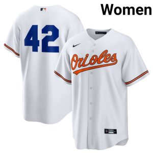 Jackie Robinson Day Orioles #42 Replica Womens White Jerseys 342948-614