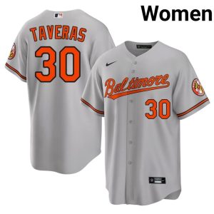 Leody Taveras BAL O's Embroidery Women #30 Gray Jerseys 180187-974