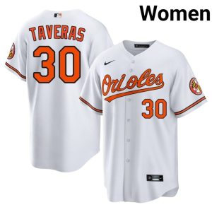 Leody Taveras Orioles #30 Official Women's White Jerseys 871387-352