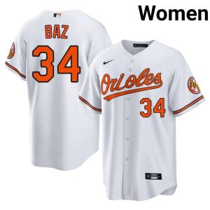 Shane Baz Orioles Women #34 Stitched White Jersey 118239-758