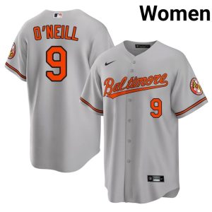 Tyler O'Neill Birds #9 Women's Popular Gray Jerseys 975079-856
