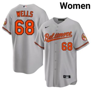 Tyler Wells The Birds MLB Women's #68 Gray Jersey 516803-839
