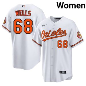 Tyler Wells BAL O's #68 Women Popular White Jerseys 773898-462