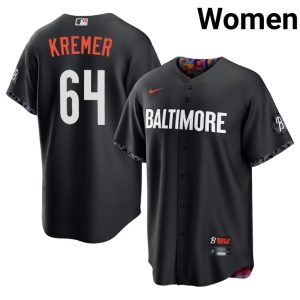Dean Kremer Baltimore Orioles #64 City Connect Official Women Black Jersey 400212-890