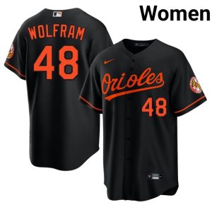 Grant Wolfram O's #48 Women Replica Black Jerseys 852195-698