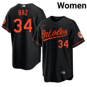 Shane Baz The Birds Women's Official #34 Black Jerseys 493457-708