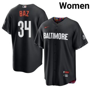 Shane Baz Baltimore Stitched Women #34 City Connect Black Jerseys 831364-902