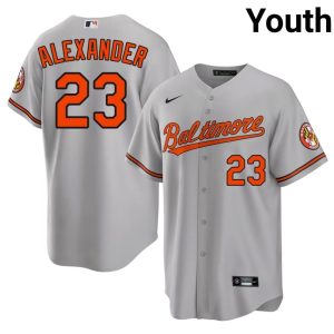 Blaze Alexander BAL Youth MLB #23 Gray Jersey 520350-599