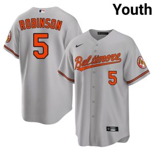 Brooks Robinson Birds Youth New #5 Gray Jersey 592674-634