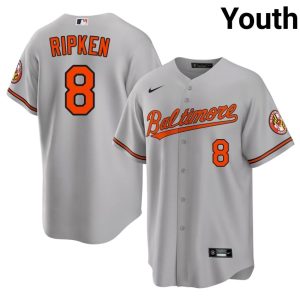 Cal Ripken Jr. Birdland #8 Popular Youth Gray Jersey 877231-616