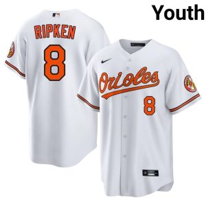 Cal Ripken Jr. BAL Orioles Youth Stitched #8 White Jerseys 402702-704