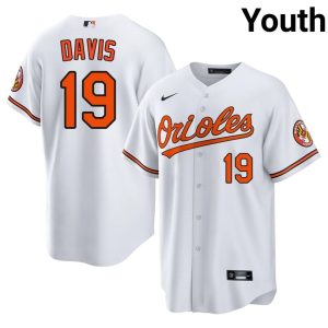 Chris Davis Birds Official Youth #19 White Jersey 677064-284