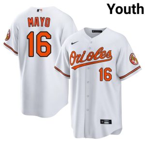 Coby Mayo Baltimore O's Youth MLB #16 White Jerseys 856430-194