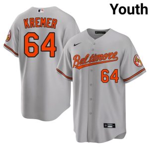 Dean Kremer Baltimore O's #64 Game Youth Gray Jerseys 173439-695