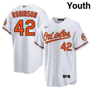 Jackie Robinson Orioles #42 Youth Popular White Jersey 393037-850