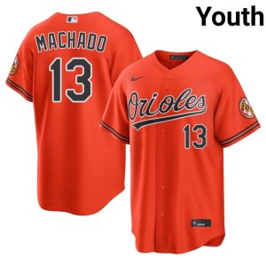 Manny Machado O's Official #13 Youth Orange Jerseys 702311-236