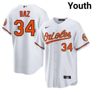 Shane Baz Orange Birds Youth Popular #34 White Jersey 297351-430