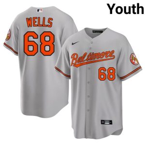 Tyler Wells BAL O's MLB #68 Youth Gray Jerseys 739080-459