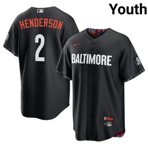 Gunnar Henderson BAL Orioles Stitched #2 Youth City Connect Black Jerseys 983405-456