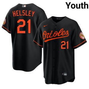 Ryan Helsley BAL #21 Authentic Youth Black Jersey 463487-869