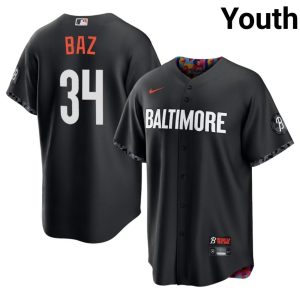 Shane Baz Birds City Connect Youth Stitched #34 Black Jerseys 709968-711