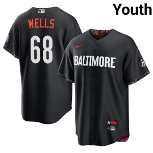 Tyler Wells Orange Birds City Connect #68 Popular Youth Black Jerseys 694721-639