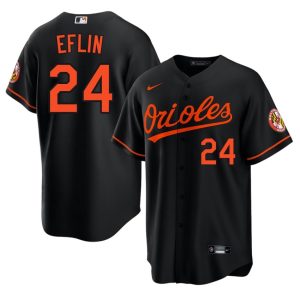 Zach Eflin Baltimore O's Men's Stitched #24 Black Jersey 338184-435